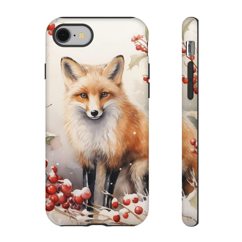 Christmas Fox in a Wreath of Red Berries - Impact Resistant Phone Case iPhone 8 Matte